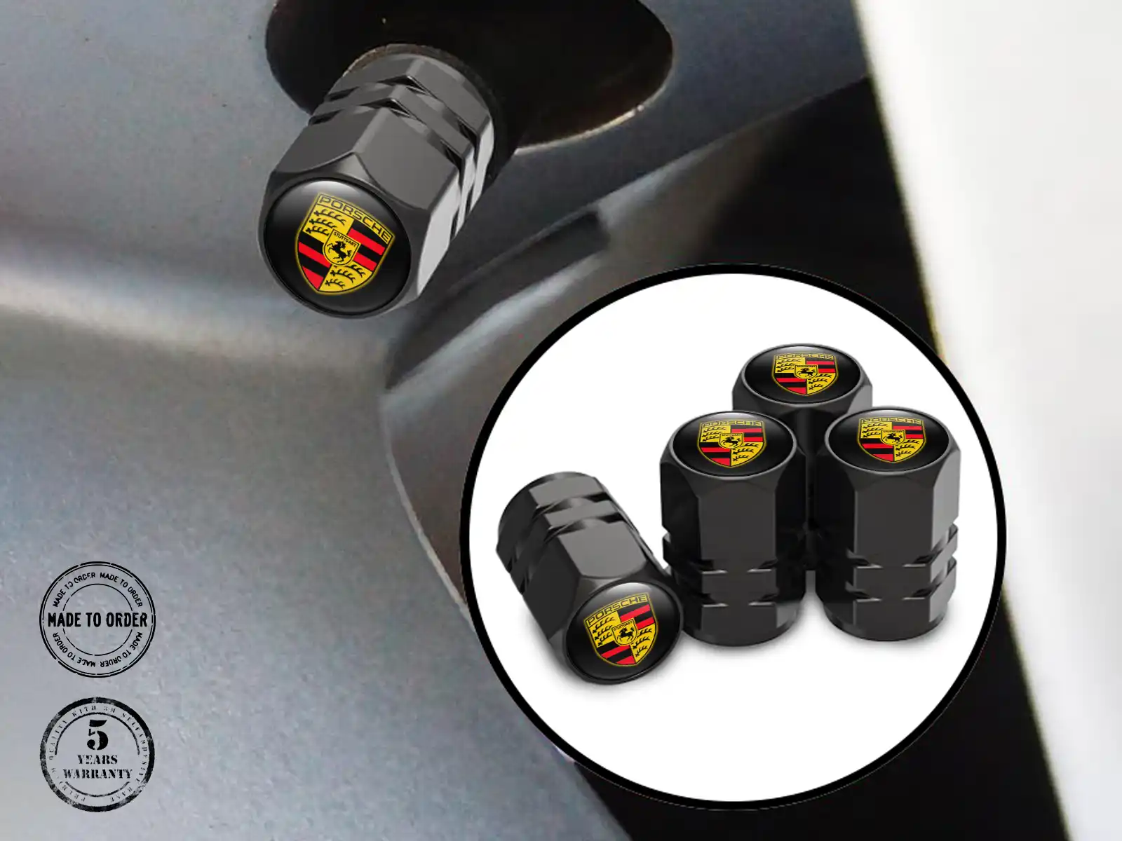 Porsche Ventilkappen für Auto Metallischer Stil